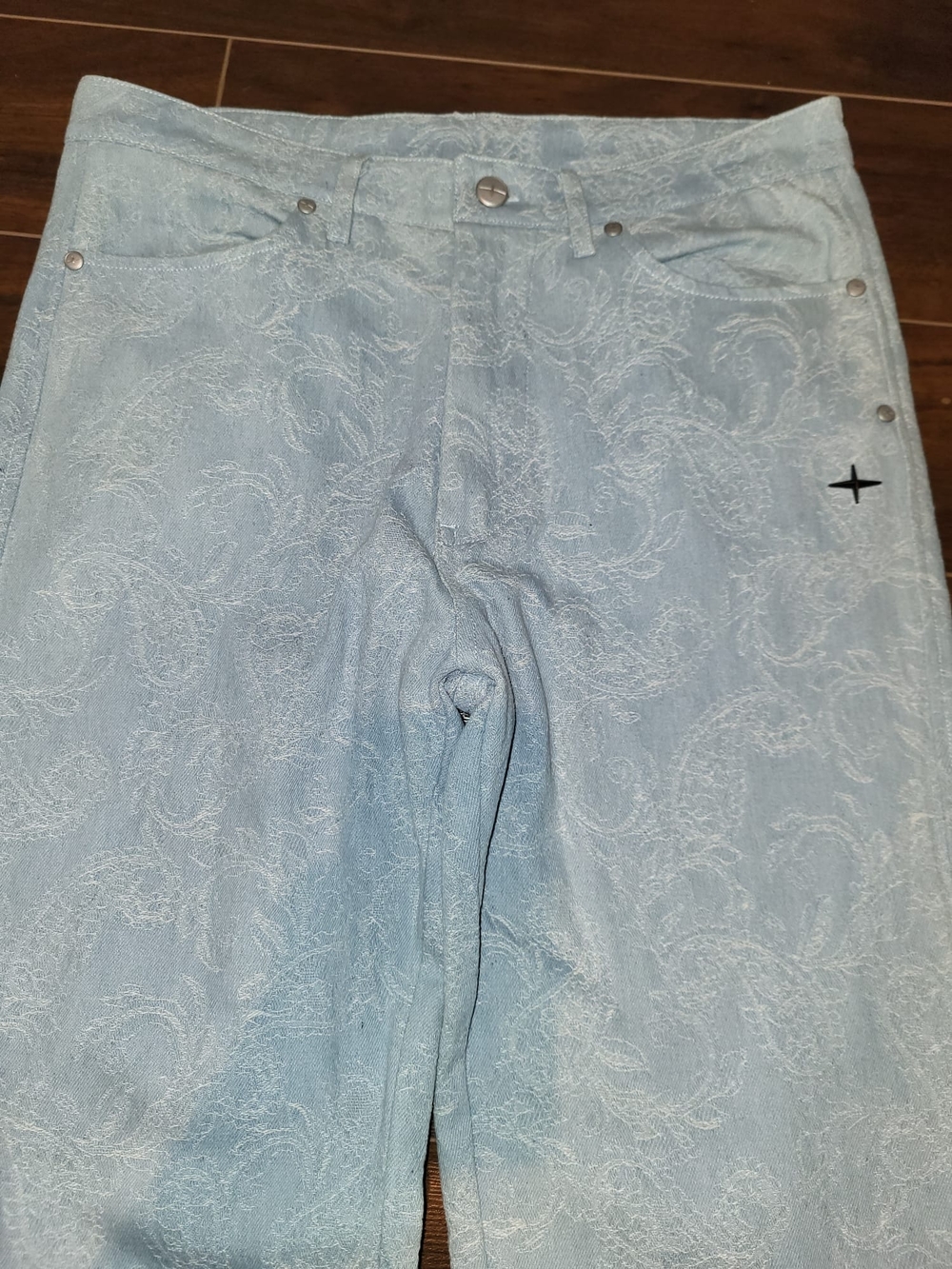 Project X Paris (PXP) Rare Embroidery Y2K Floral Jeans - Light Blue Wash NWOT